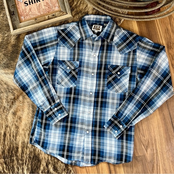 Youth Ely Cattleman Plaid Pearl Snap Western Rodeo Shirt - Youth Large - Picture 2 of 13